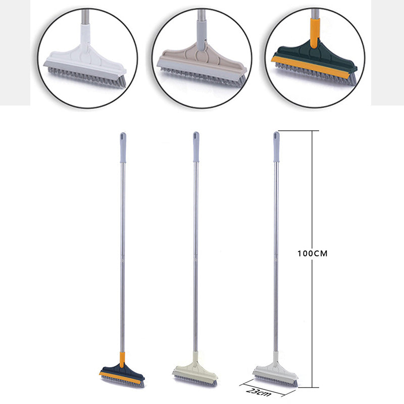 Voalsz Floor Scrub Brush, 3 in 1 Floor Scrub Brush with 54-in Adjustable Long Handle and Scraper Heavy Duty Stiff Bristle Floor Scrubber for Cleaning Shower Bathroom Kitchen Patio Garage Pool Wall and Deck, Orange&White