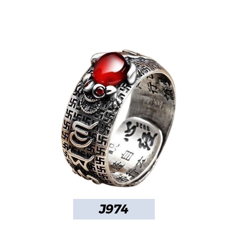 Wealth in Hand! Lucky Pixiu Open Ring with Gem Embellishment
