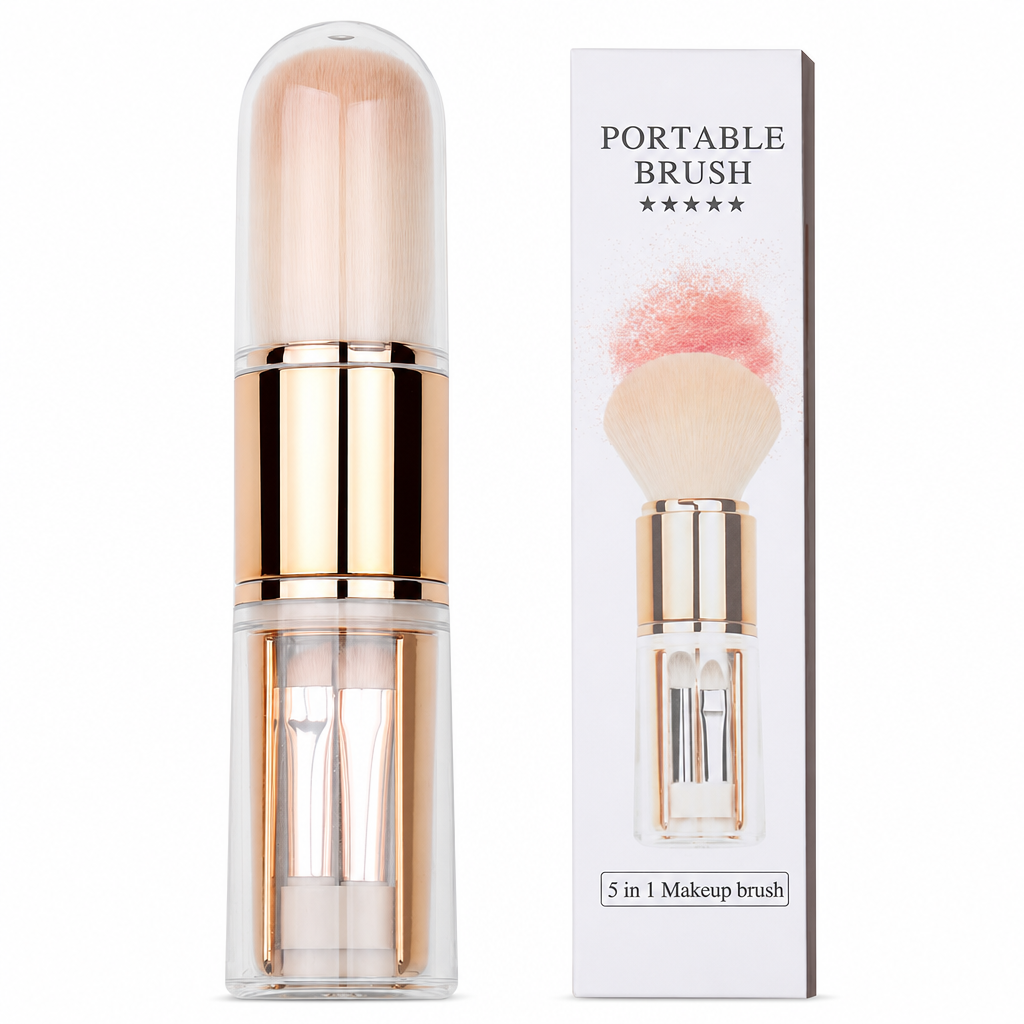⏳Time-Limited Special⏰Portable Retractable Makeup Brush Set — 5-in-1 Travel Capsule 🧳