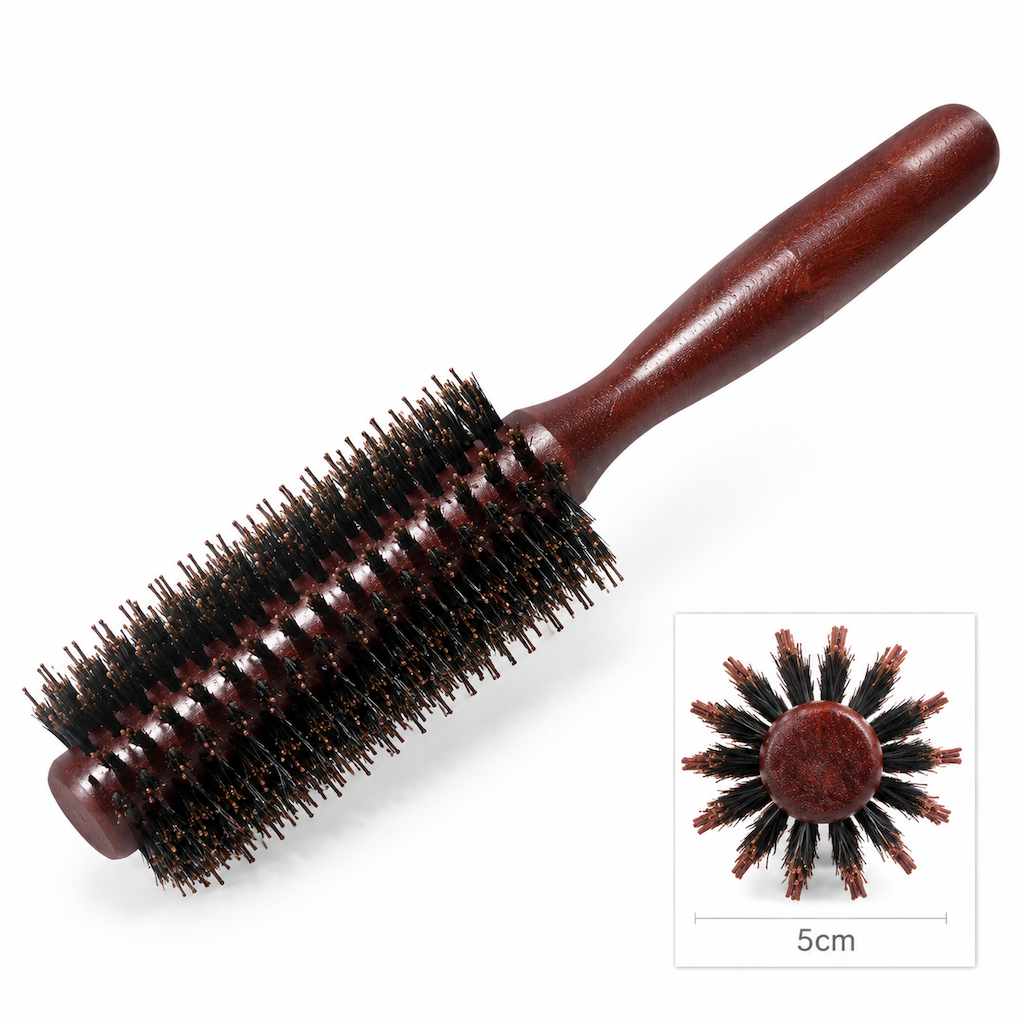 Boar Bristle Round Hair Brush for Blow Drying and Styling Curly or Straight Hair