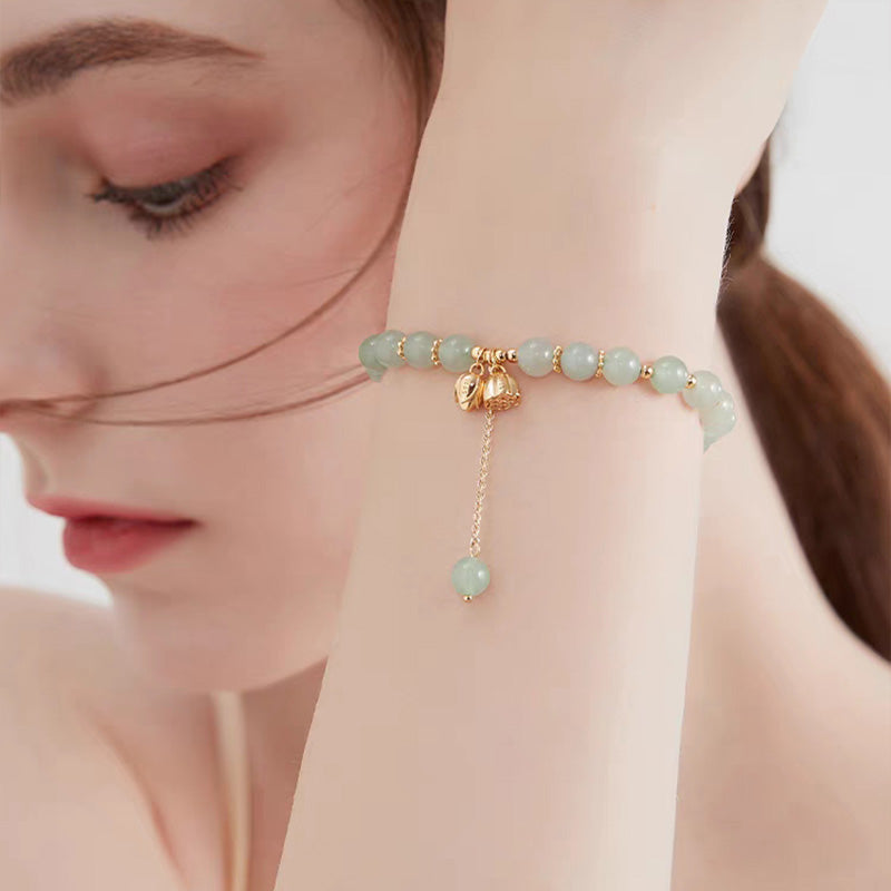 Lotus Flower Pendant Jade Bracelet (Guardian of the Golden Lotus)