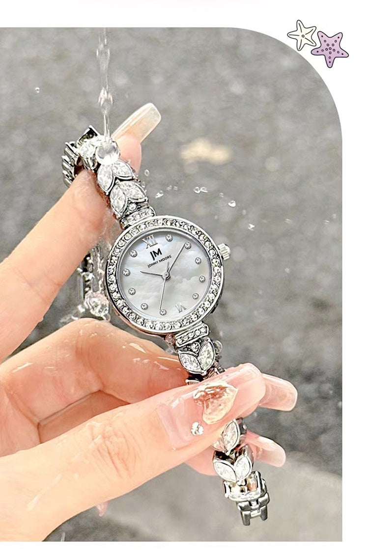 Illuminated Mother of Pearl Mermaid Women's Watch with Diamonds