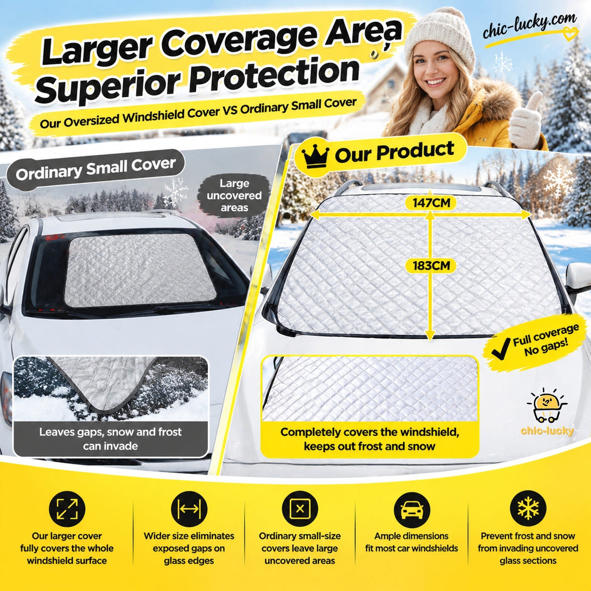 🔥Clear Your Windshield Instantly! Magnetic Frost & Snow Cover❄️