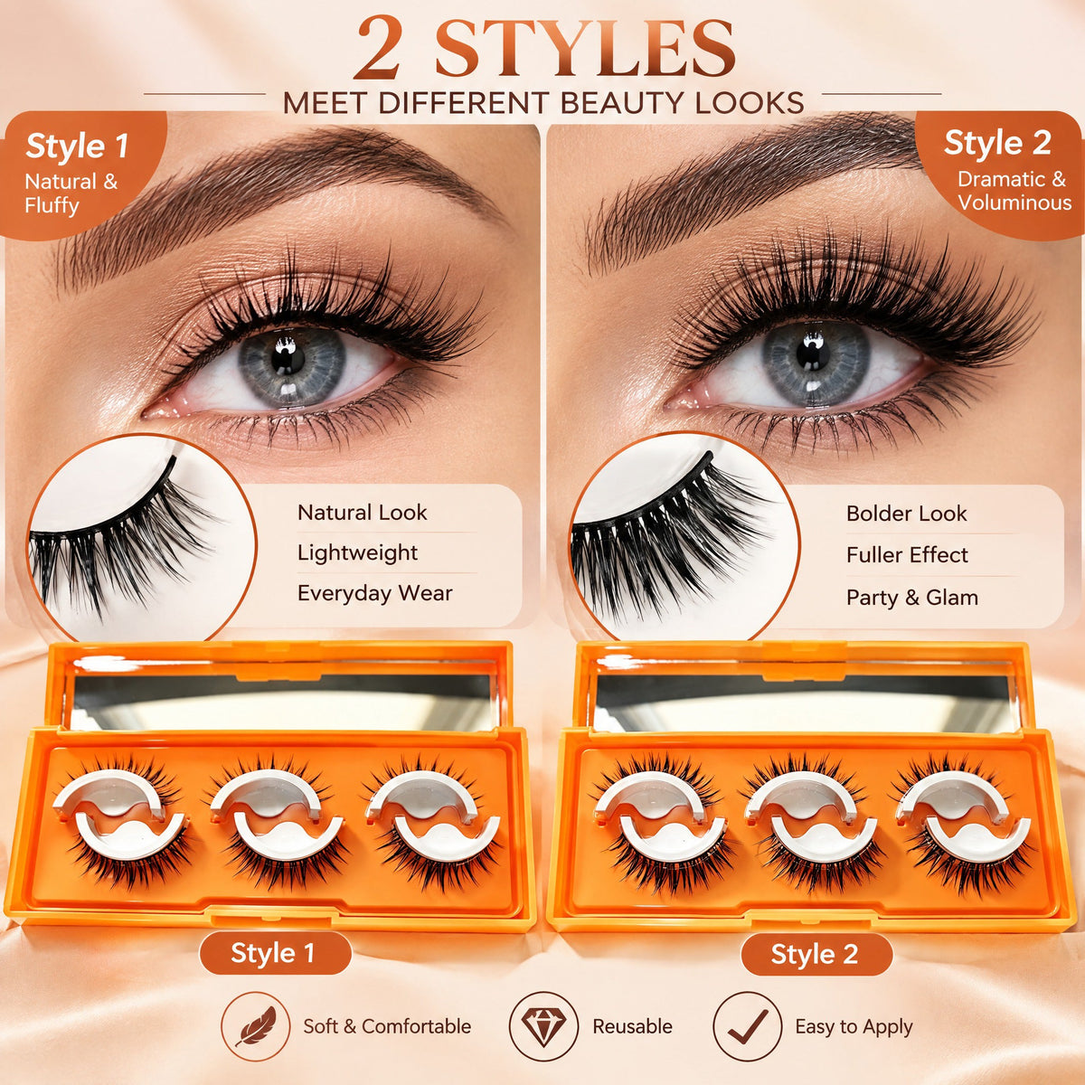 ⏳Limited Time 50% OFF✨Self-Adhesive Natural Look False Eyelashes, No Glue Needed👁️