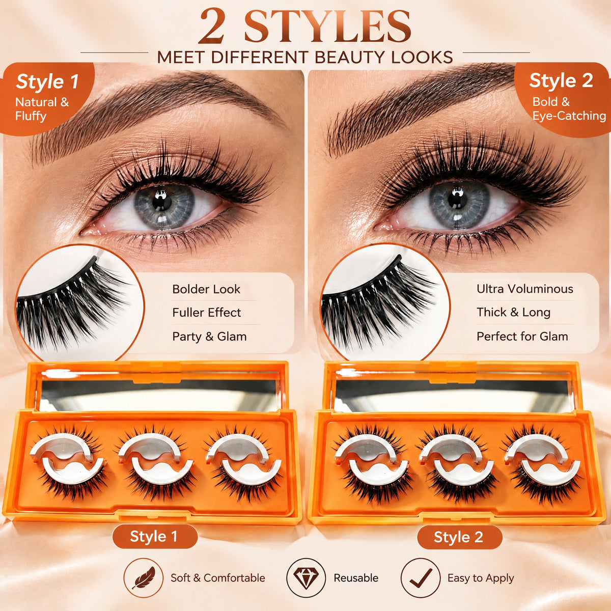 ⏳Limited Time 50% OFF✨Self-Adhesive Natural Look False Eyelashes, No Glue Needed👁️
