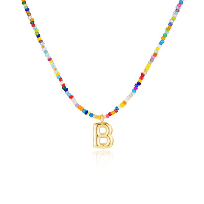 💜 Letter Beaded Necklace for Women🔤A-Z