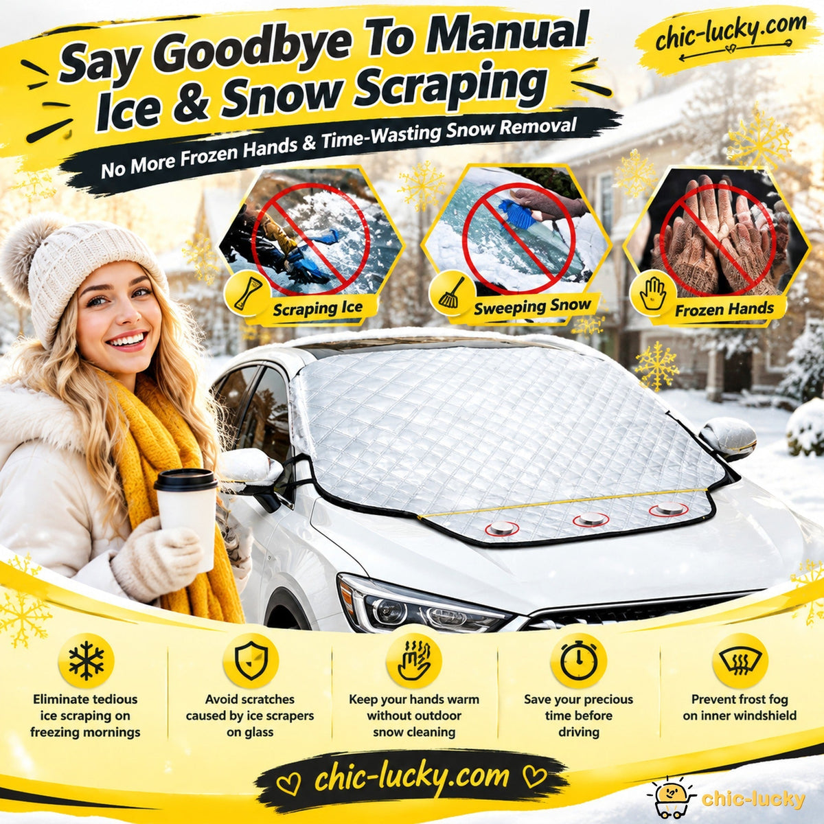 🔥Clear Your Windshield Instantly! Magnetic Frost & Snow Cover❄️