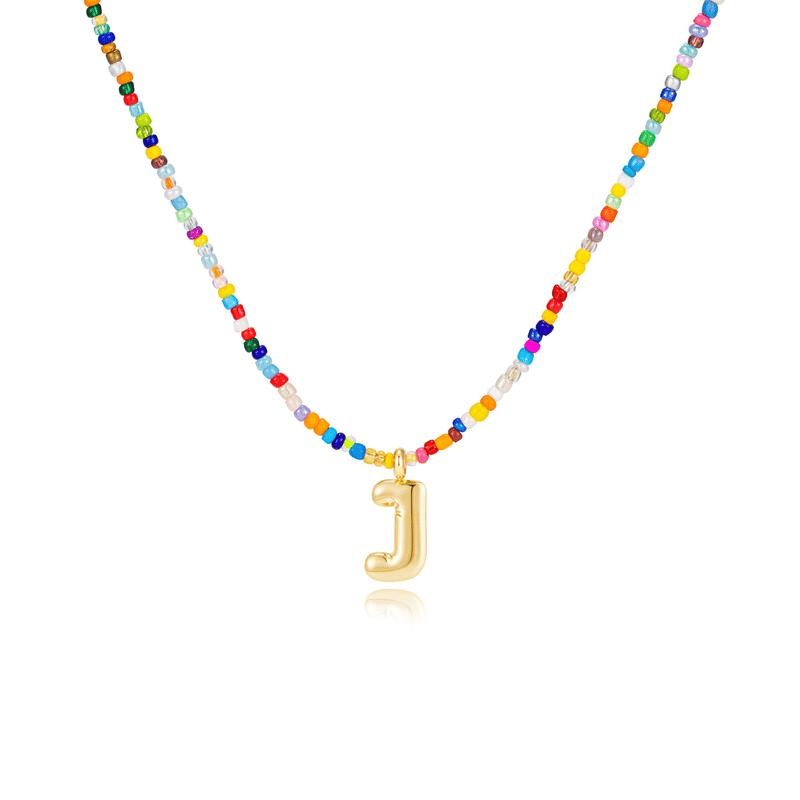 💜 Letter Beaded Necklace for Women🔤A-Z