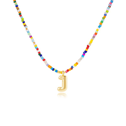 💜 Letter Beaded Necklace for Women🔤A-Z