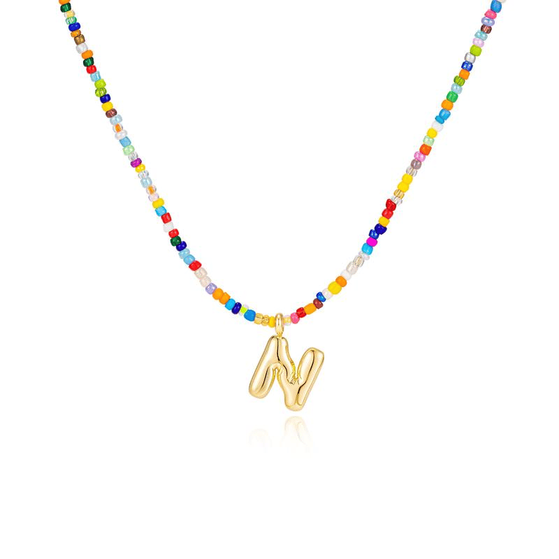 💜 Letter Beaded Necklace for Women🔤A-Z