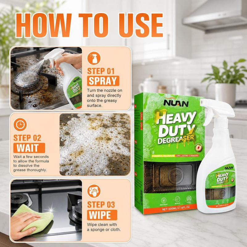 ⏳🔥NUAN Heavy-Duty Kitchen Degreaser Spray 🧼🔥Powerful Multi-Surface Cleaner for Ovens, Hobs, Grills & Extractor Hoods