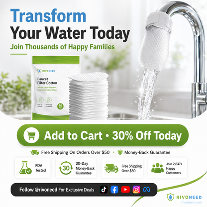 ⏰⚡50K+ SOLD!💥Anti-Splash Kitchen Faucet Cotton Filter for Sediment & Rust Removal