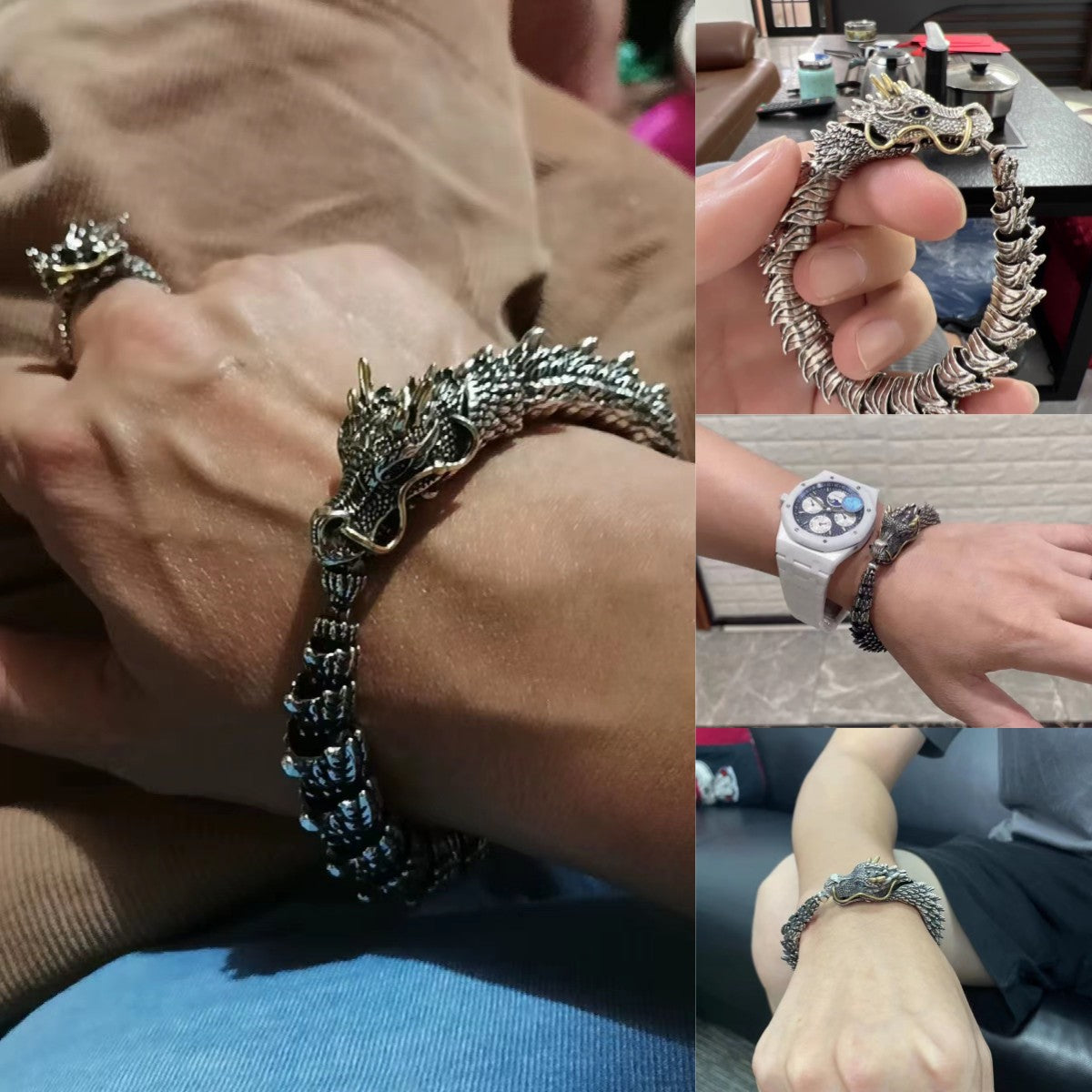 Dragon Head Premium Sterling Silver Bracelet - Bring you fortune and good luck!
