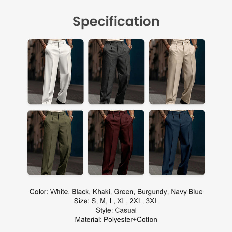 🥳Men's Casual Wide-Leg Pants – Breezy pleated front, easy pull-on style👖