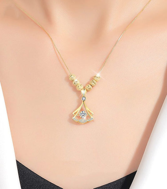 Gingko Necklace with Diamonds
