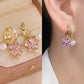 🌸Fashion crystal four-petal flower pearl earrings