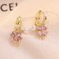 🌸Fashion crystal four-petal flower pearl earrings