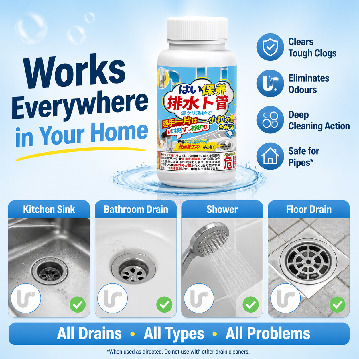 🔥Hot Sale 50% OFF🔥 Easy Drain Care! Effervescent Deodorising Tablets for Smelly Pipes 🌬️
