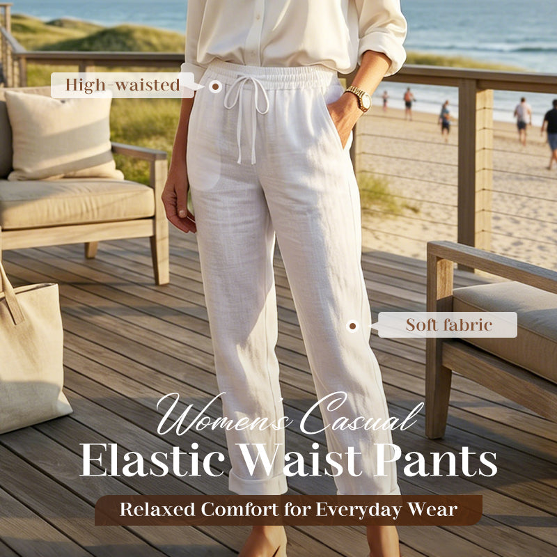 🌸Women's  Elastic Waist Cotton Linen Casual Pants