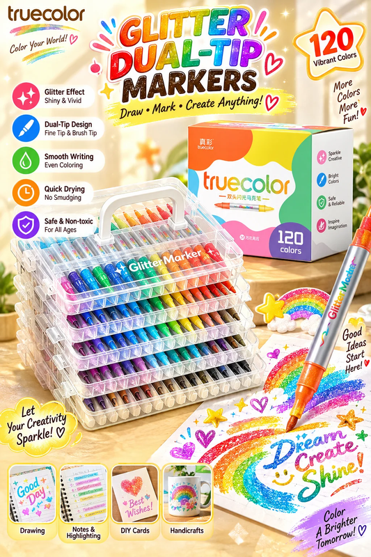 🏆Magic Glitter Outline Markers✨Dual-color, dual-tip art markers