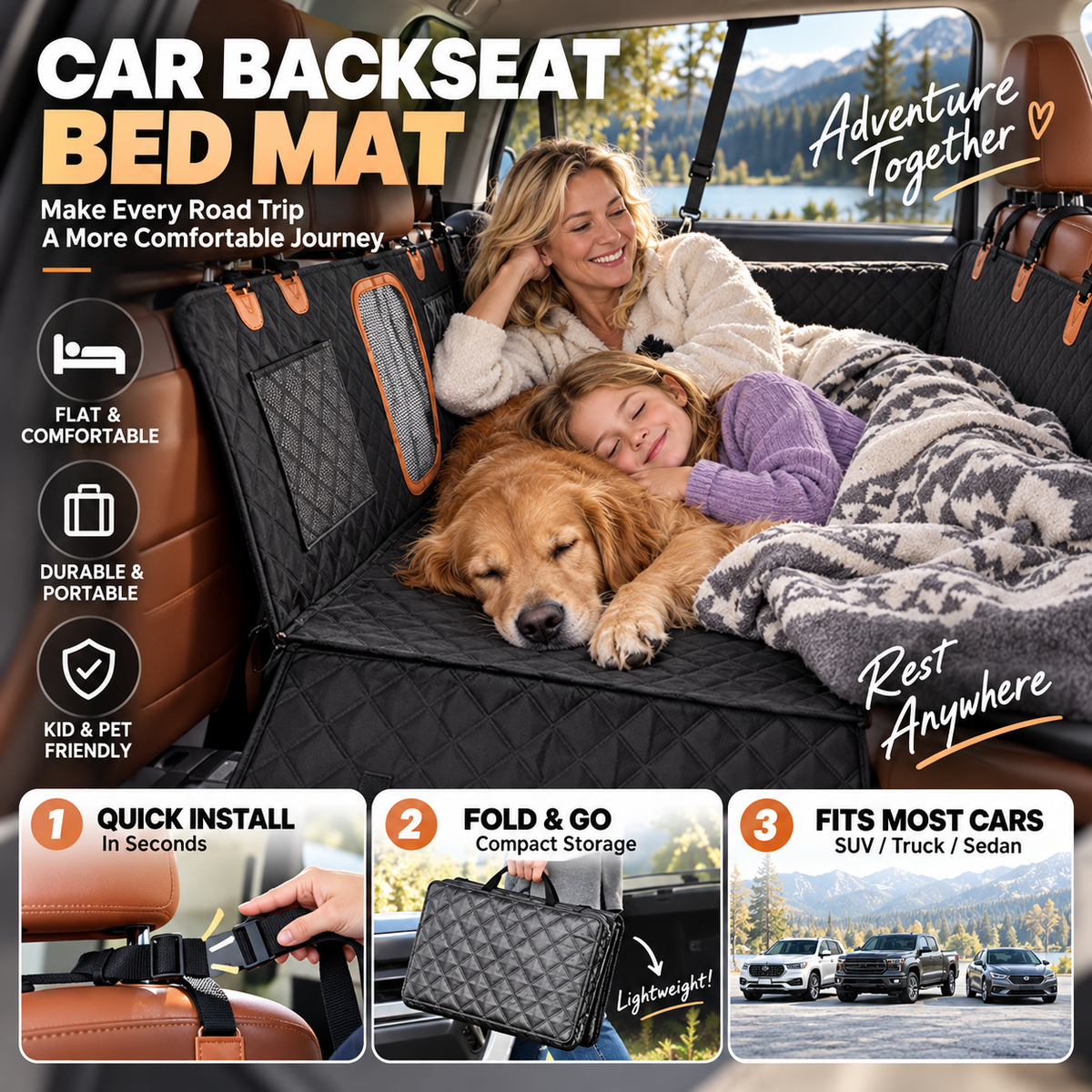 🚗Car Rear-Seat Memory Foam Travel Mattress