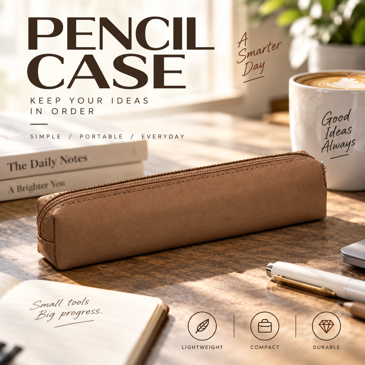 🔥 HOT! Minimalist leather pen case— Water-resistant and easy to clean; perfect for pens, makeup brushes, or small tools! 🖊️✨