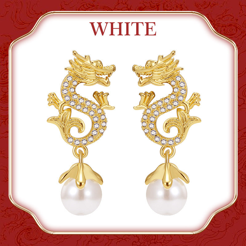 Dragon Hanging Bead Earrings -- （Have one's wishes come true！）
