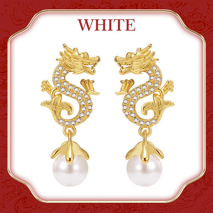 Dragon Hanging Bead Earrings -- （Have one's wishes come true！）