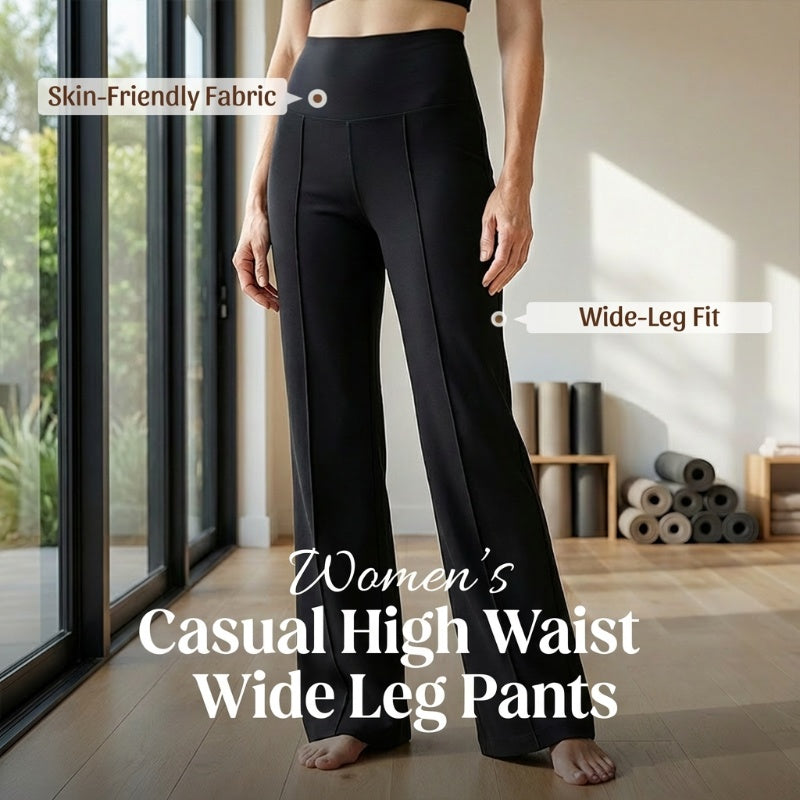 🥳2026 HOT SALE🥳💞50K+ SOLD!☕🧘‍♀️Women's High Waist Wide Leg Pants – Soft stretch fabric, gentle tummy control! Flattering fit for every shape. Easy pull-on, no tricky buttons. Your everyday essential🧵🦵