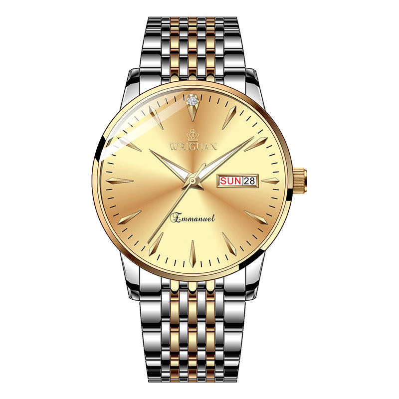 Men's Steel Double Calendar Luminous Watch