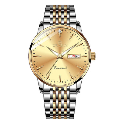 Men's Steel Double Calendar Luminous Watch