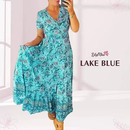 💃 Floral Print V-neck Dress