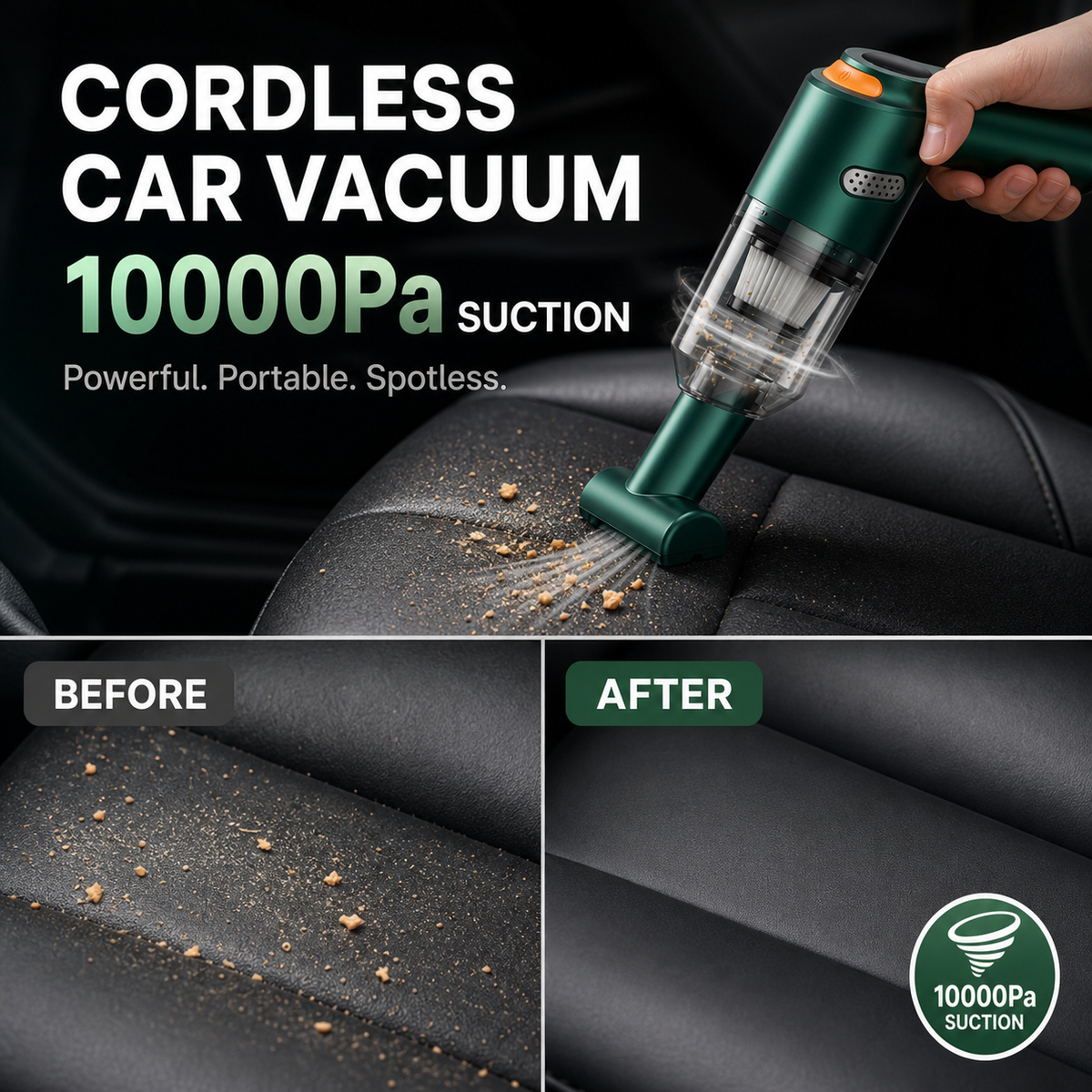🚗 LIMITED-TIME 50% OFF! 💨 Cordless Car Vacuum – Strong Suction, Lightweight, Washable Filter ✨