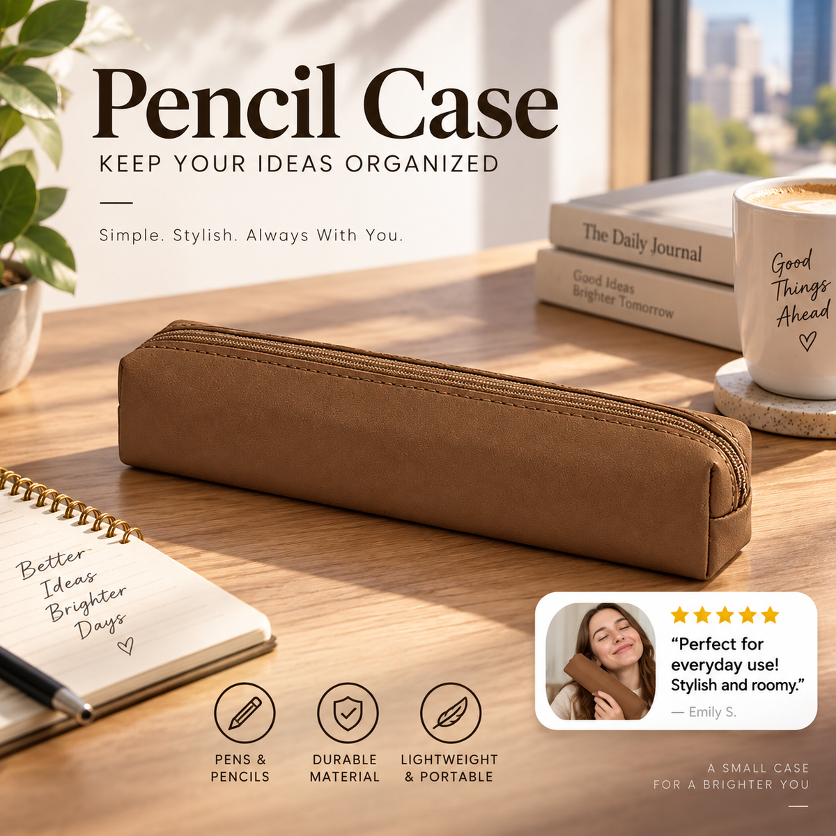 🔥 HOT! Minimalist leather pen case— Water-resistant and easy to clean; perfect for pens, makeup brushes, or small tools! 🖊️✨