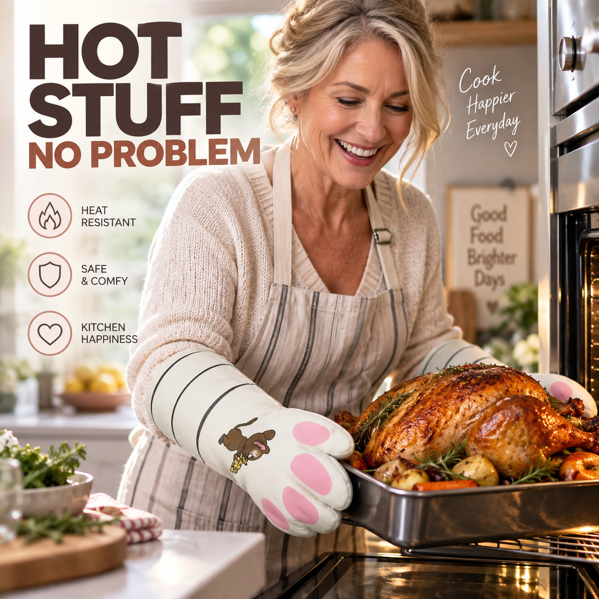 🧤HOT SALE! Baking Oven Mitts – Heat-Resistant Grip per SKU Rating, Soft Lining, For Oven, Air Fryer & Grill Prep! 👩‍🍳✨