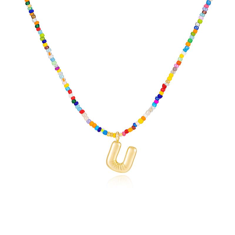 💜 Letter Beaded Necklace for Women🔤A-Z