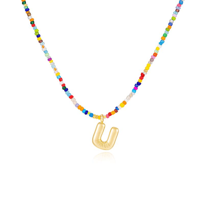 💜 Letter Beaded Necklace for Women🔤A-Z