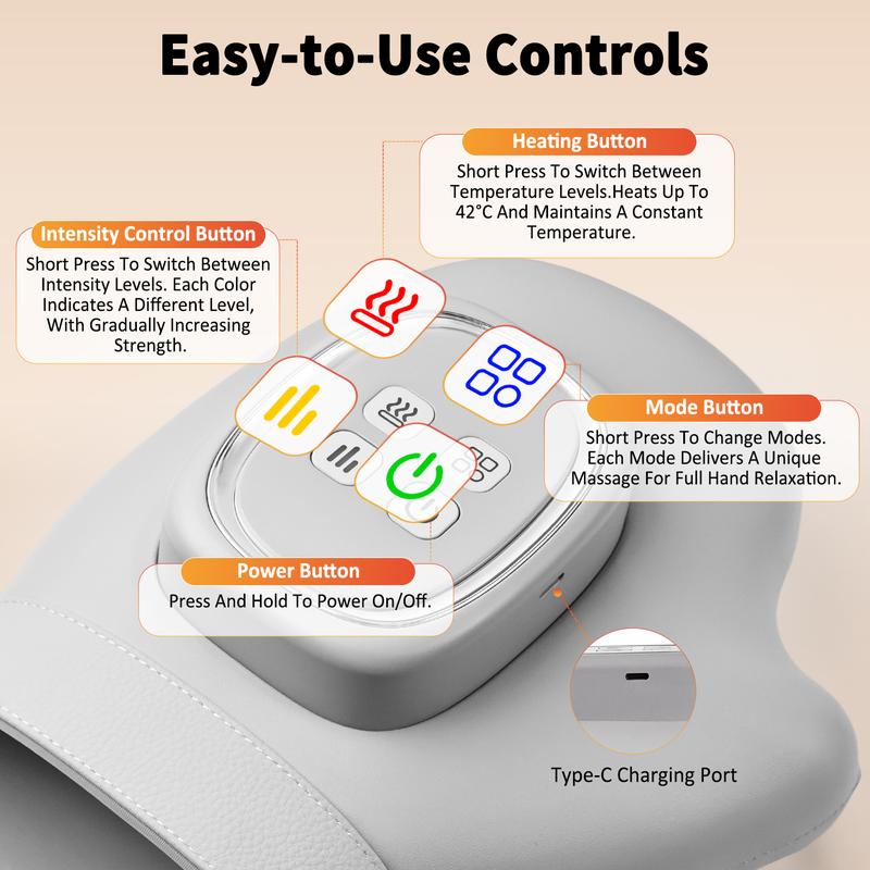 💆 Soothe Tired Hands & Wrists – Air Compression Massager with 3 Modes, 5 Intensities & Auto Timer.