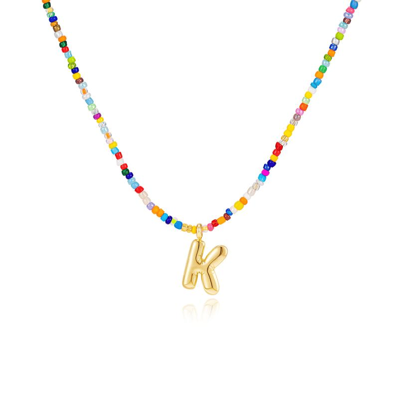 💜 Letter Beaded Necklace for Women🔤A-Z