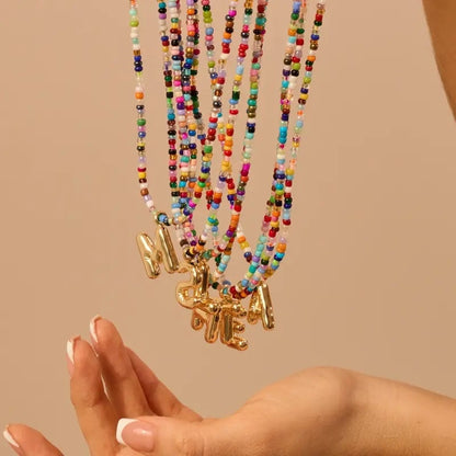 💜 Letter Beaded Necklace for Women🔤A-Z