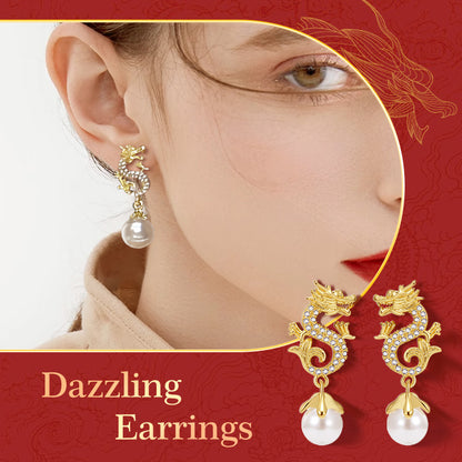 Dragon Hanging Bead Earrings -- （Have one's wishes come true！）