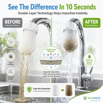 ⏰⚡50K+ SOLD!💥Anti-Splash Kitchen Faucet Cotton Filter for Sediment & Rust Removal