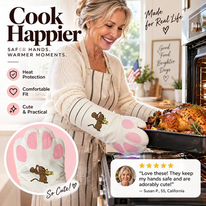 🧤HOT SALE! Baking Oven Mitts – Heat-Resistant Grip per SKU Rating, Soft Lining, For Oven, Air Fryer & Grill Prep! 👩‍🍳✨