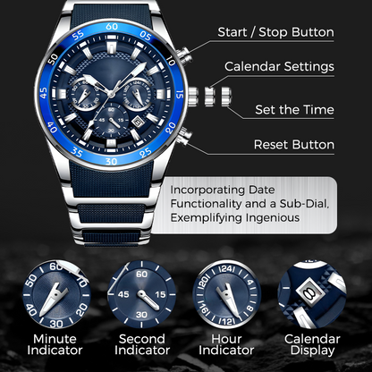 🎁Calendar six-hand quartz men's watch