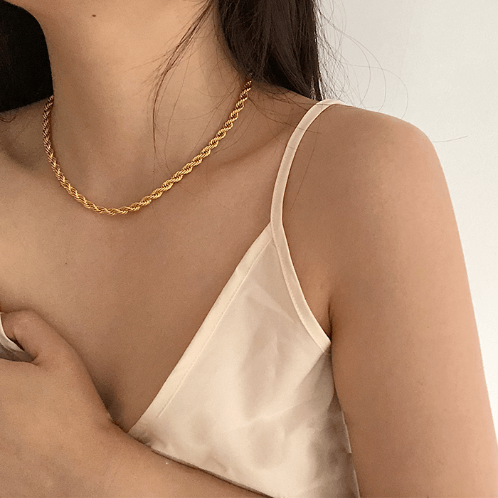 Layered Gold Twist Rope Necklaces & Bracelets