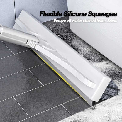 Voalsz Floor Scrub Brush, 3 in 1 Floor Scrub Brush with 54-in Adjustable Long Handle and Scraper Heavy Duty Stiff Bristle Floor Scrubber for Cleaning Shower Bathroom Kitchen Patio Garage Pool Wall and Deck, Orange&White