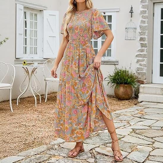 👗 50% OFF NOW! 🥀Women's Casual Floral Print Maxi Dress