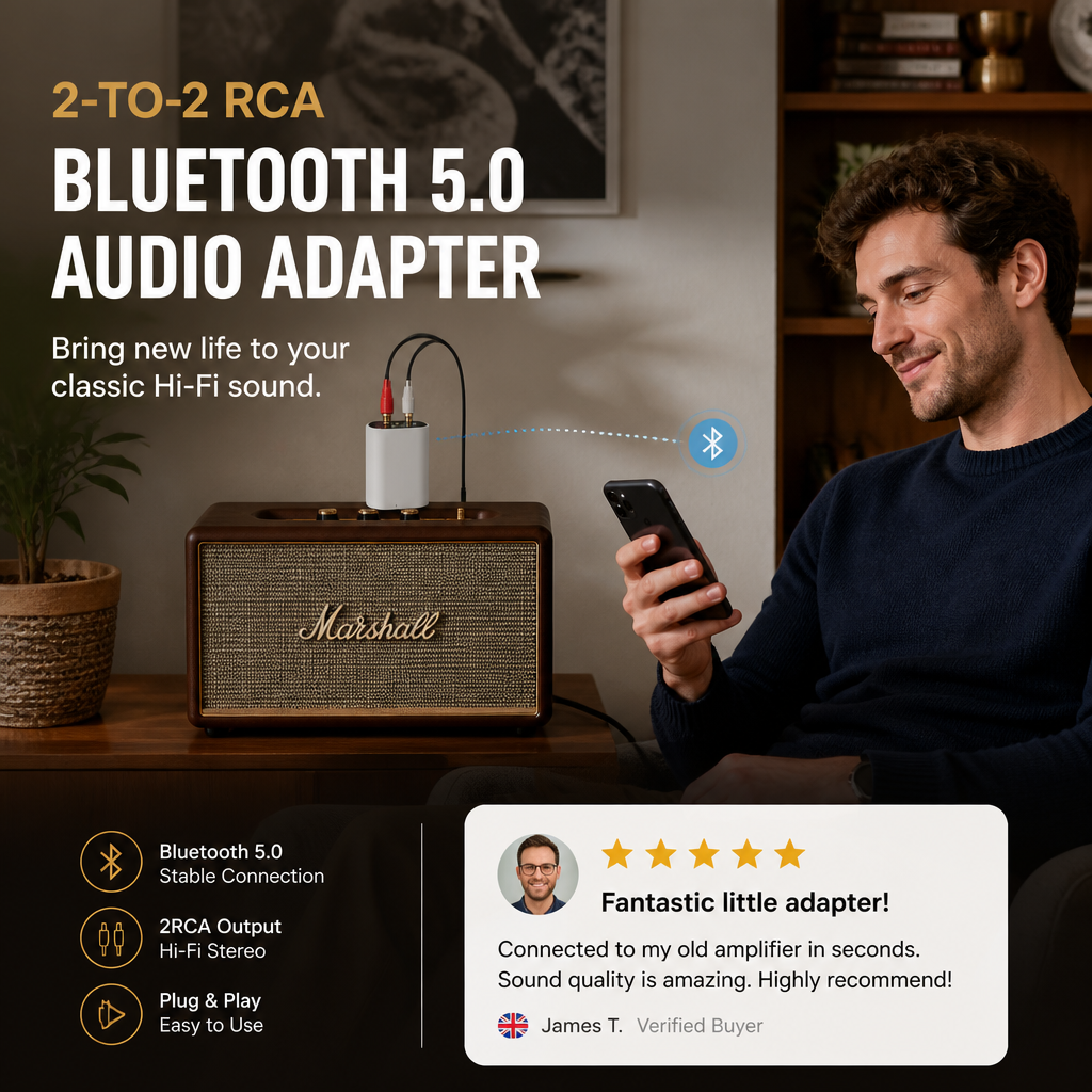 🎧 50% OFF NOW! 🔊 Bluetooth 5.0 Audio Adapter – Wireless Streaming, Hi-Fi Sound & Plug-and-Play 📲