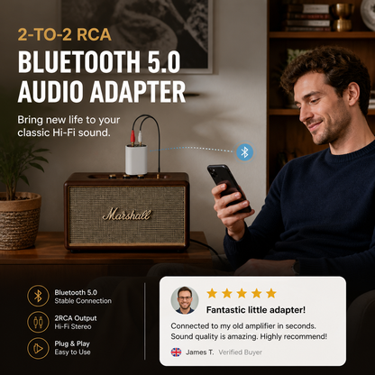 🎧 50% OFF NOW! 🔊 Bluetooth 5.0 Audio Adapter – Wireless Streaming, Hi-Fi Sound & Plug-and-Play 📲