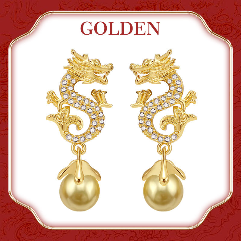 Dragon Hanging Bead Earrings -- （Have one's wishes come true！）